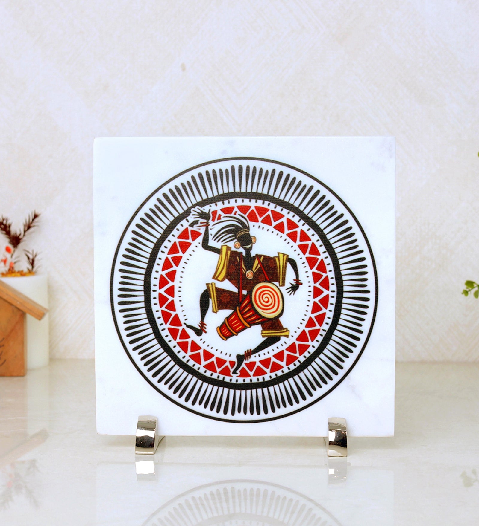 Dance on the Tunes of Folk Art Marble Table Decor Item