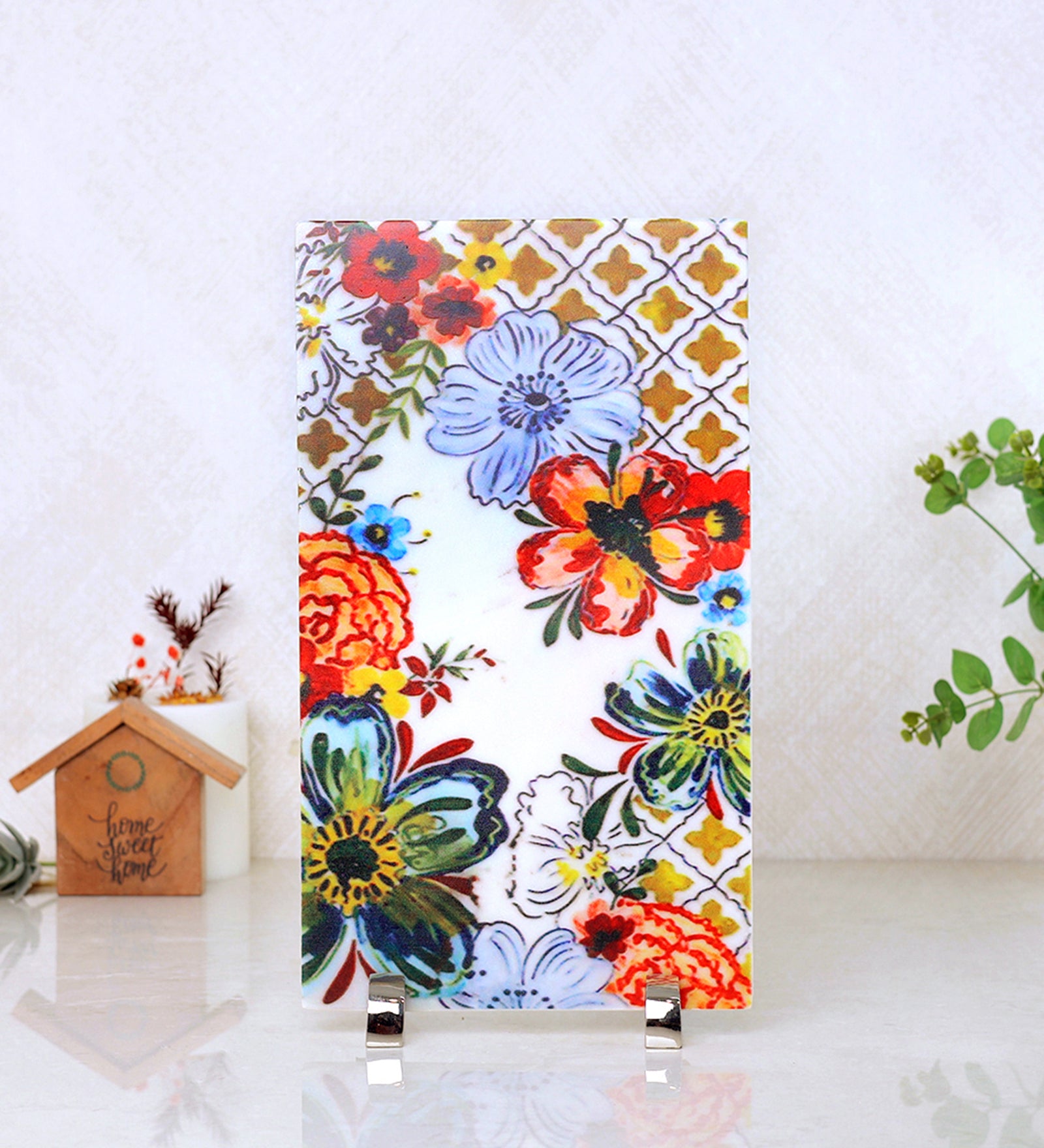 Floral Marble Table Decor Item
