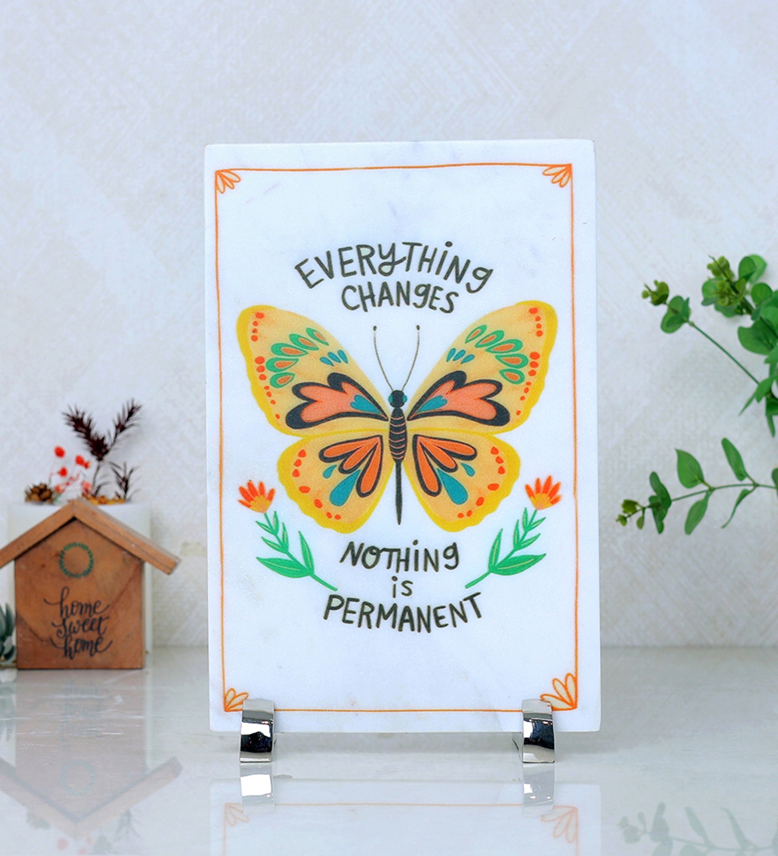 Everything Changes Marble Table Decor Item