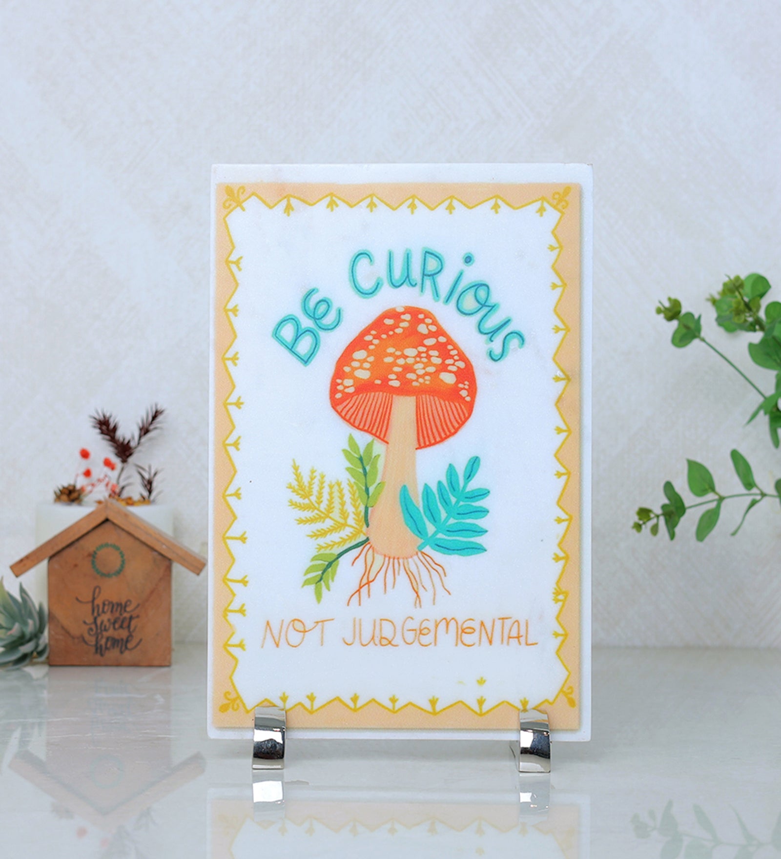 Be Curious Marble Table Decor Item