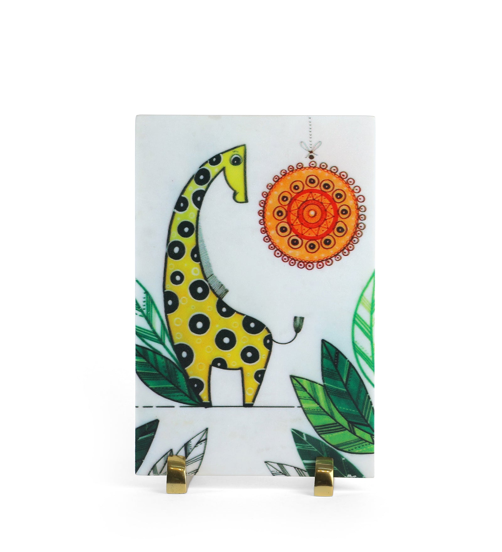 Loving Giraffe Marble Table Decor Item