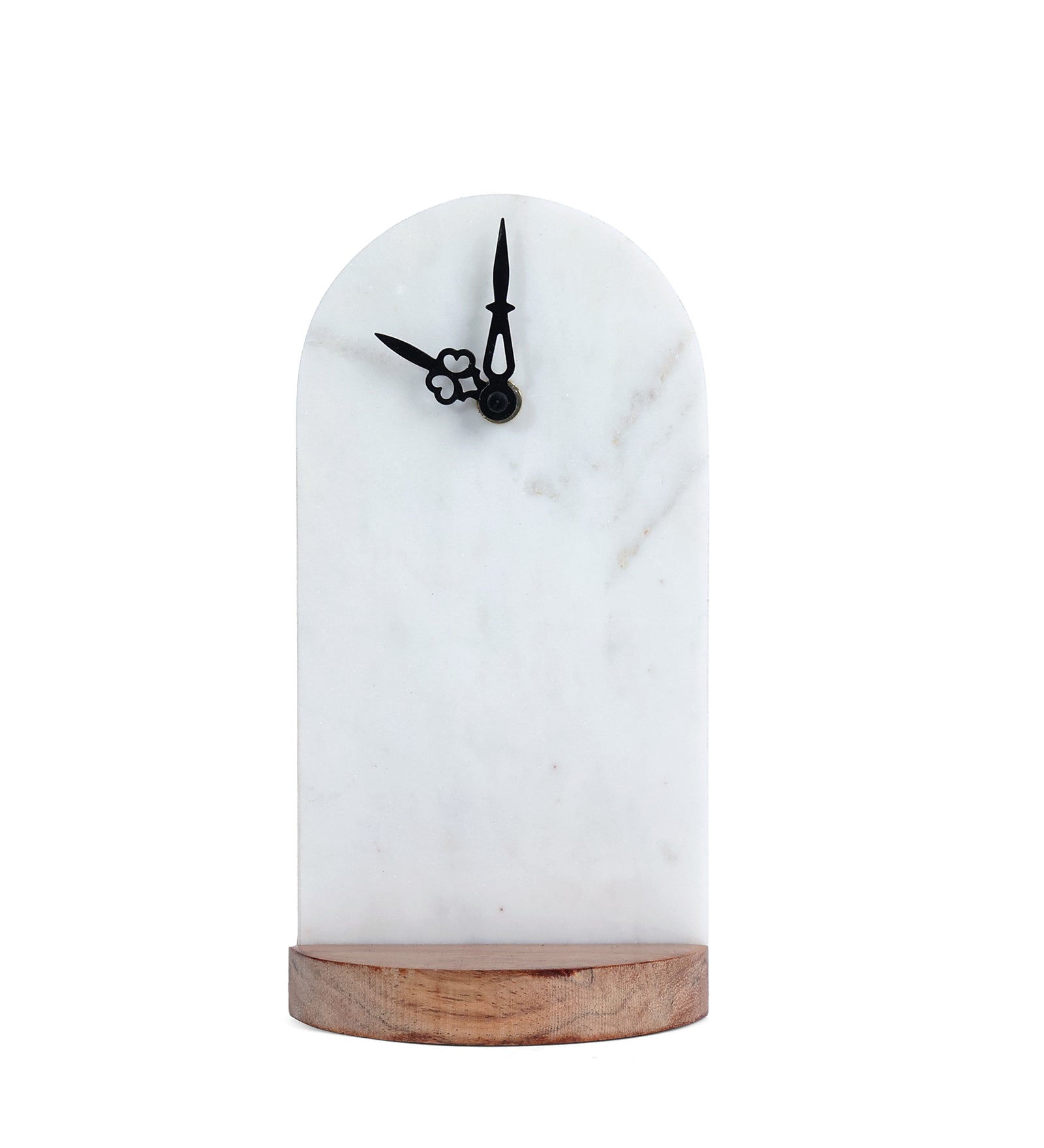 Marble and Wood Table Clock