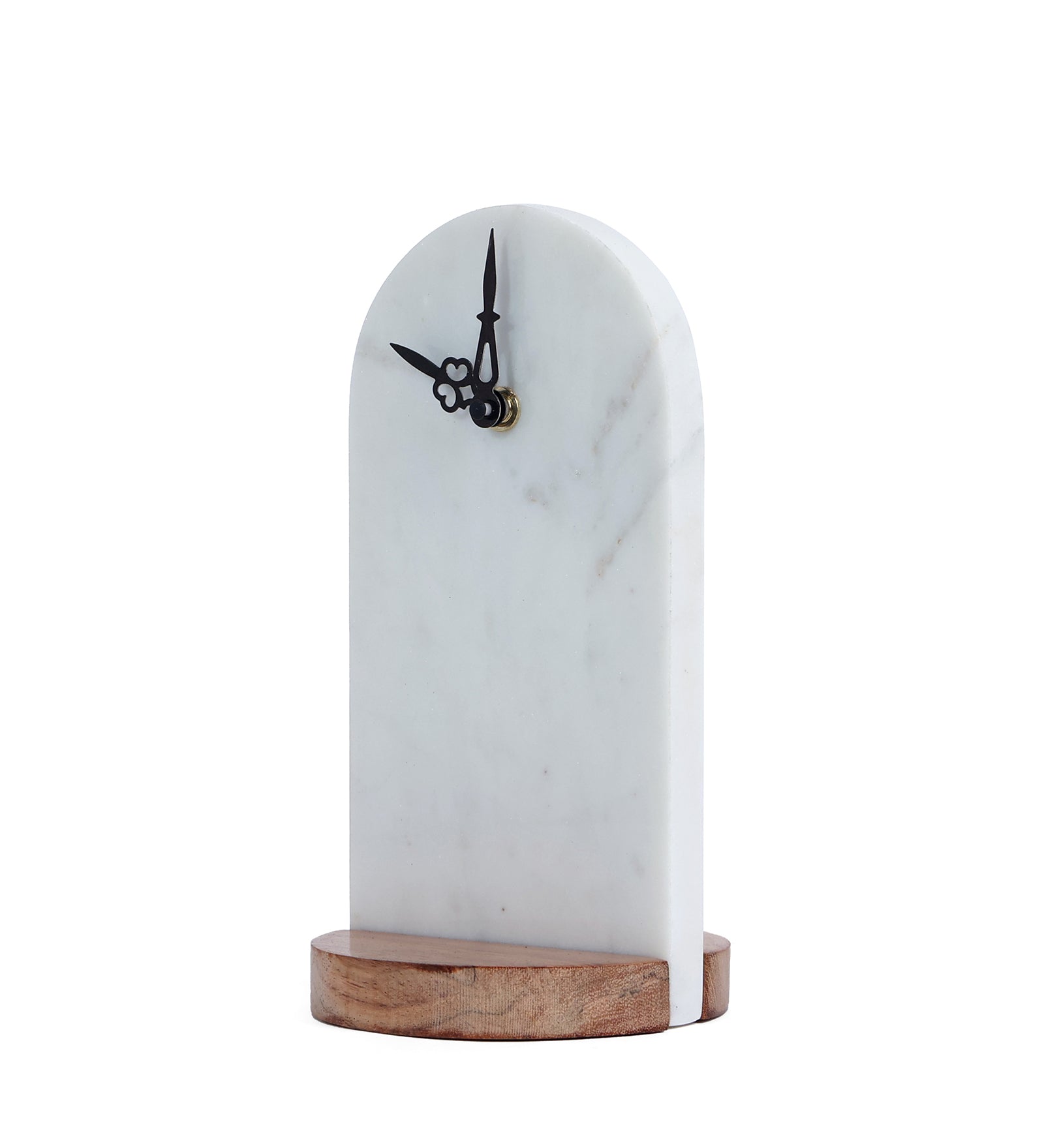 Marble and Wood Table Clock