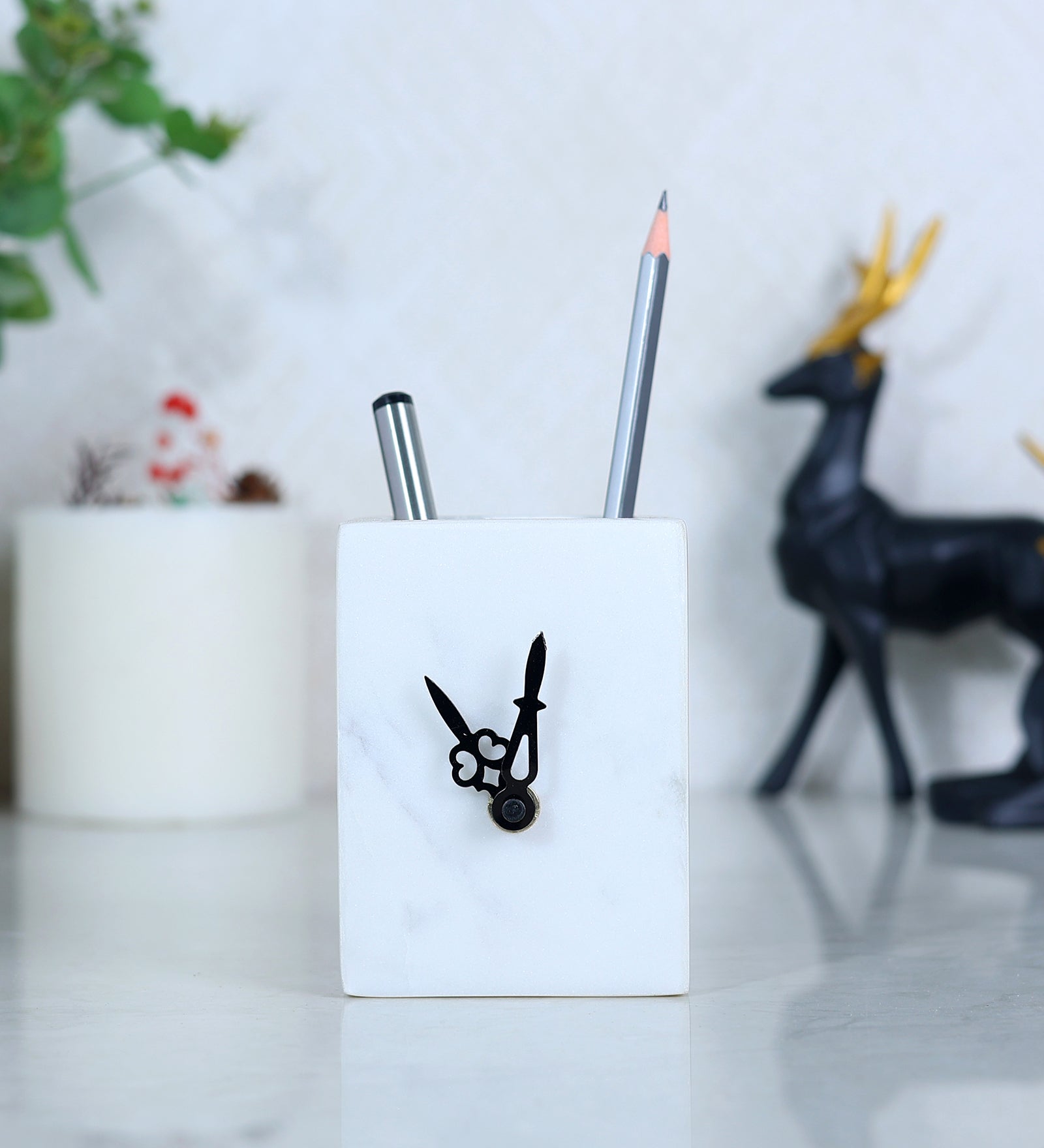 Marble Table Clock and Pen holder