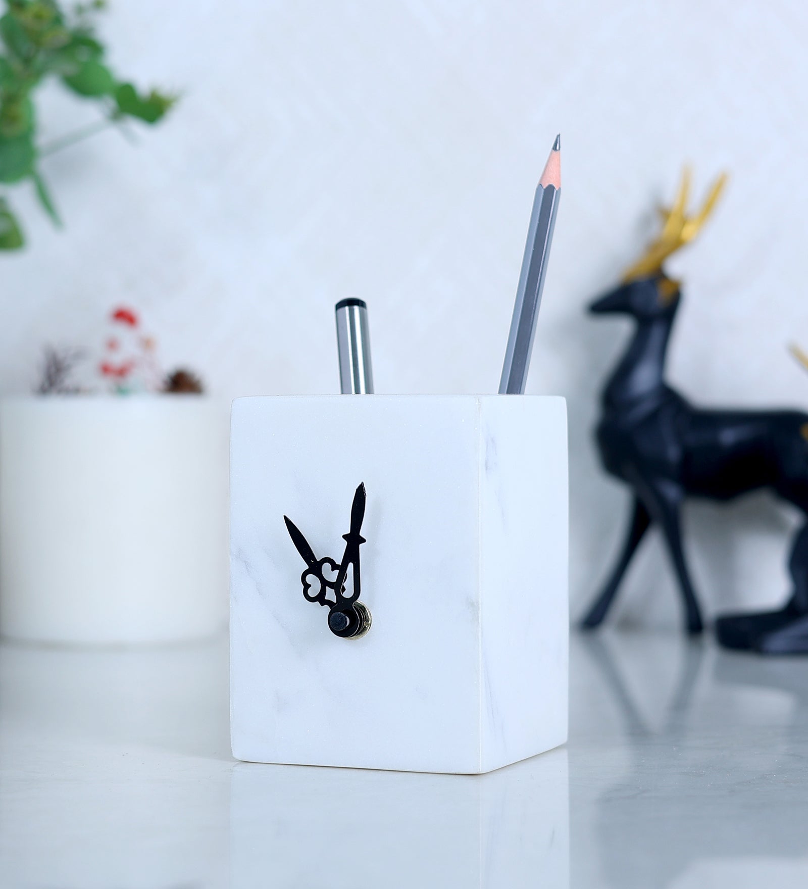 Marble Table Clock and Pen holder