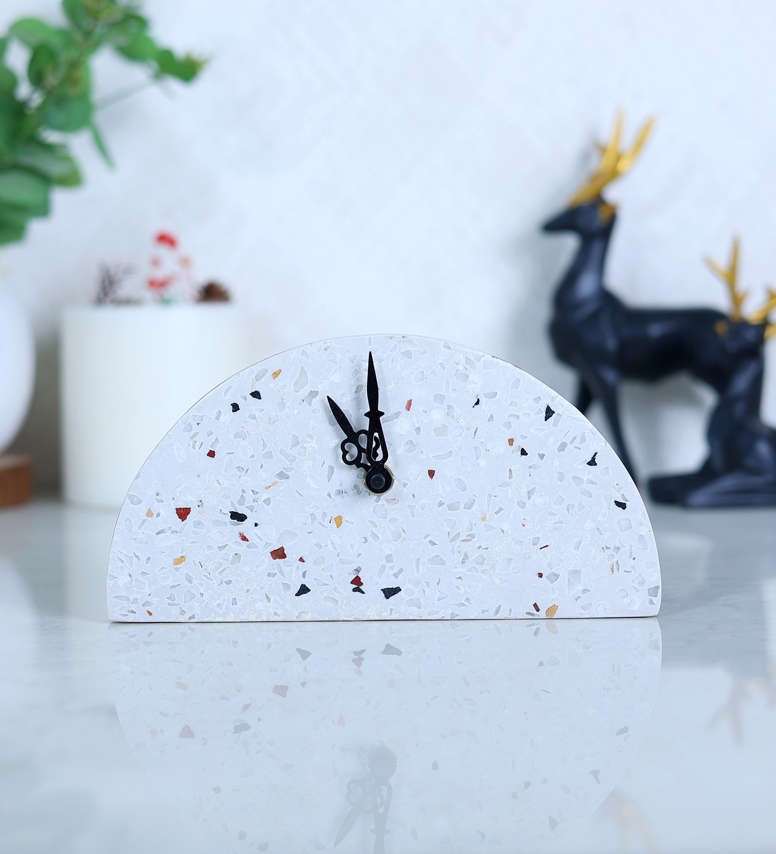 Half-Circle Terrazzo Table Clock