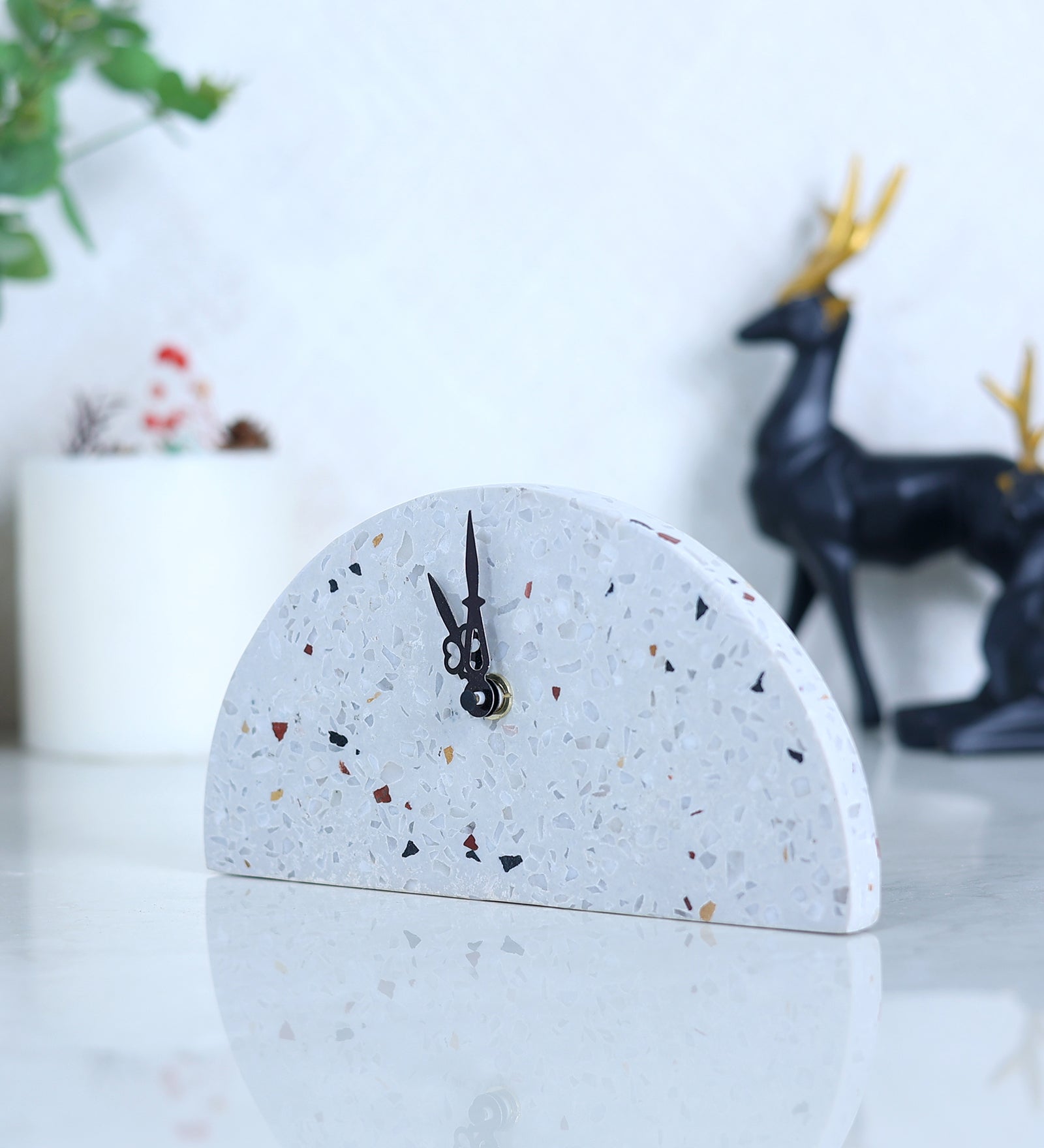 Half-Circle Terrazzo Table Clock
