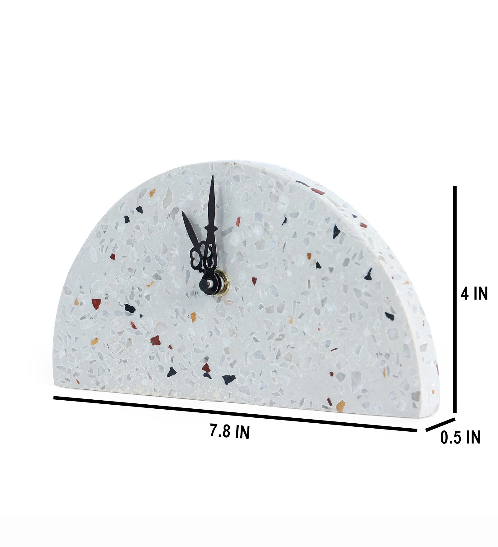 Half-Circle Terrazzo Table Clock