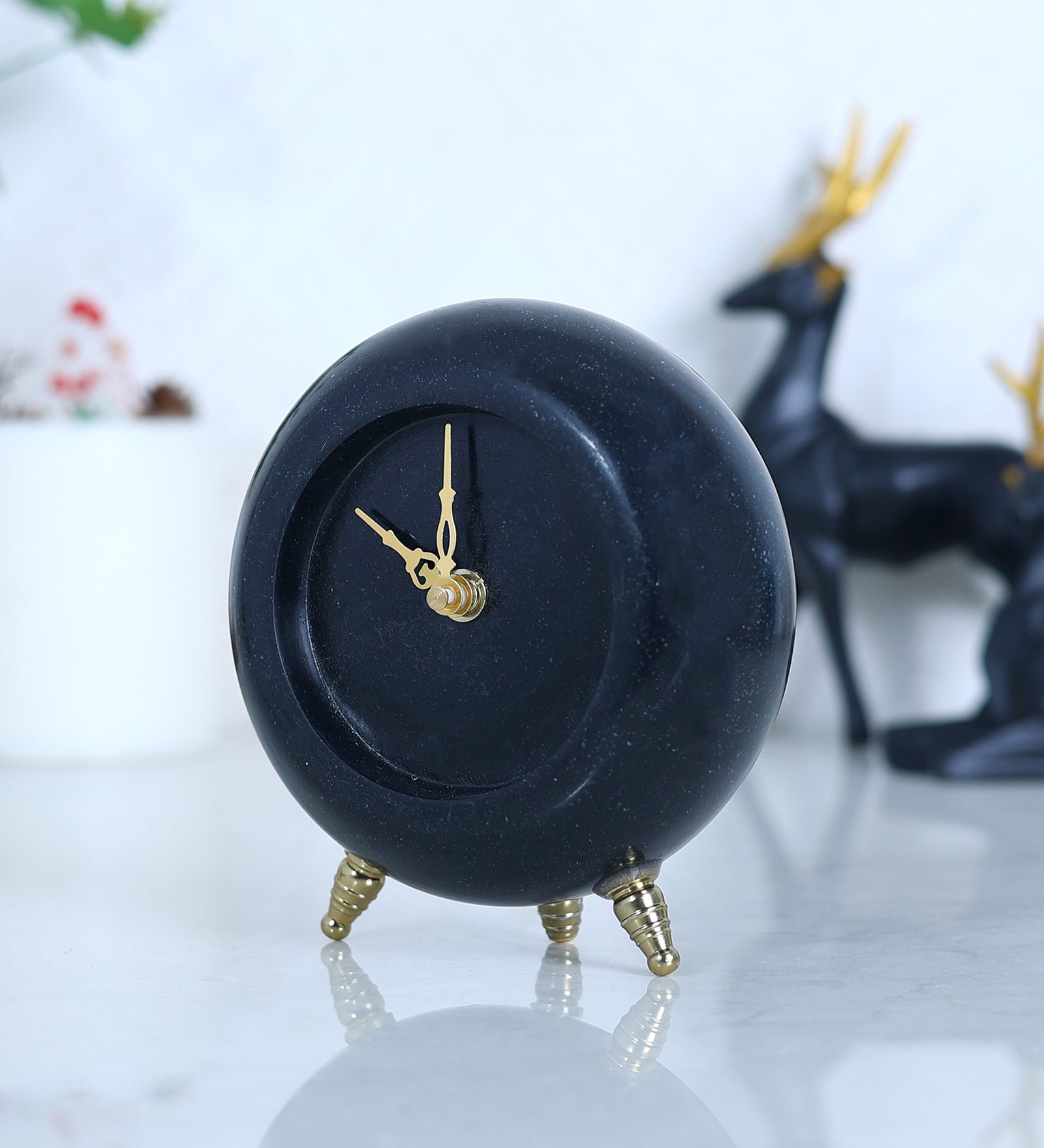 Black Marble Table Clock