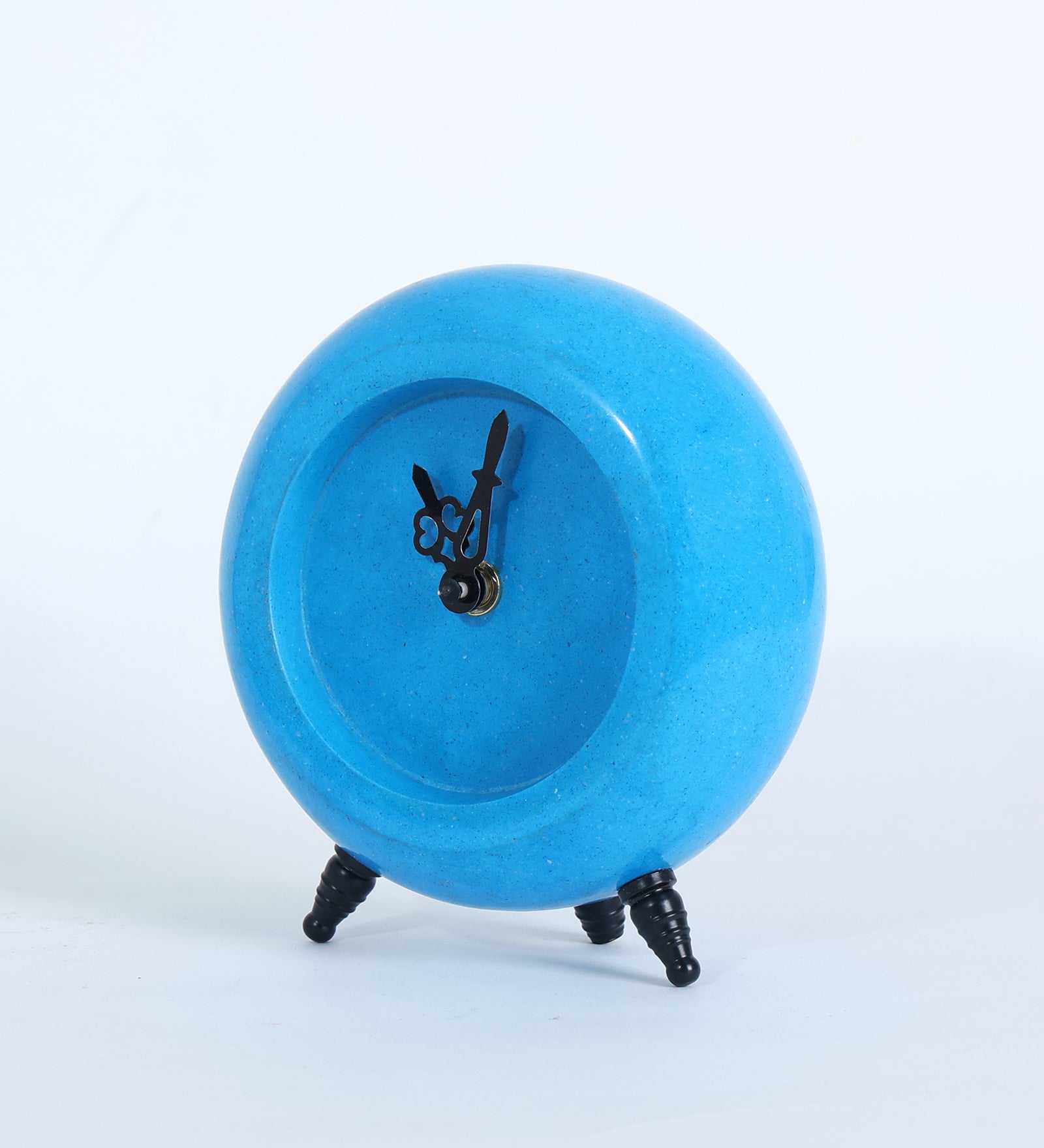Azure Blue Marble Table Clock