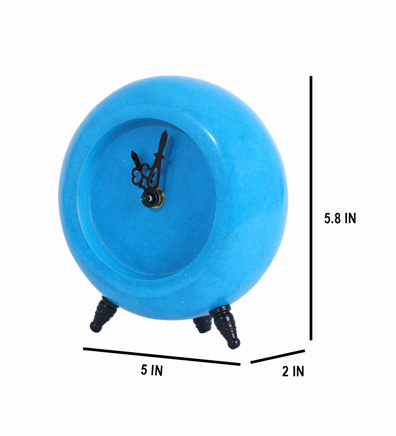Azure Blue Marble Table Clock