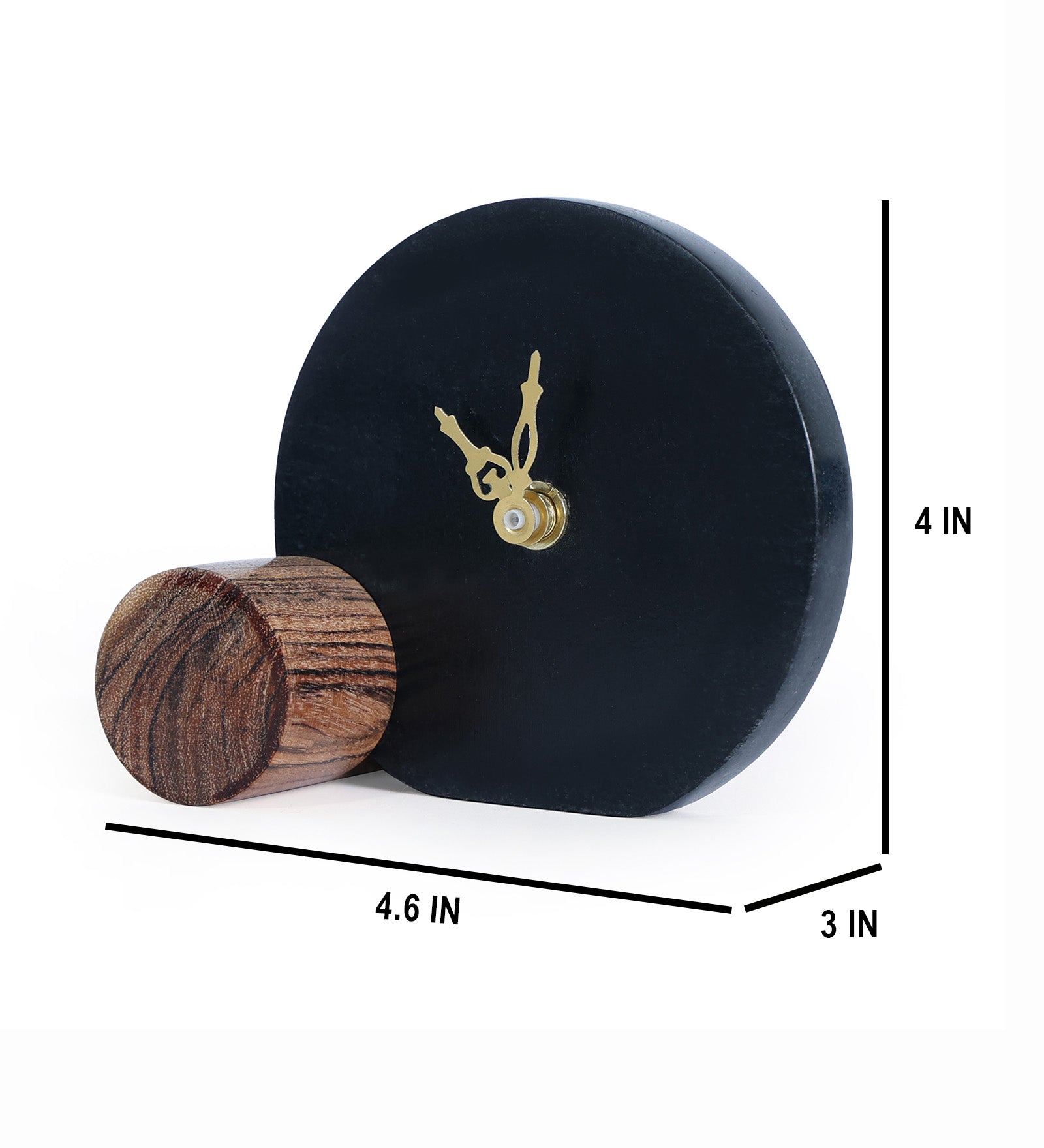 Black Marble and Wood Table Clock
