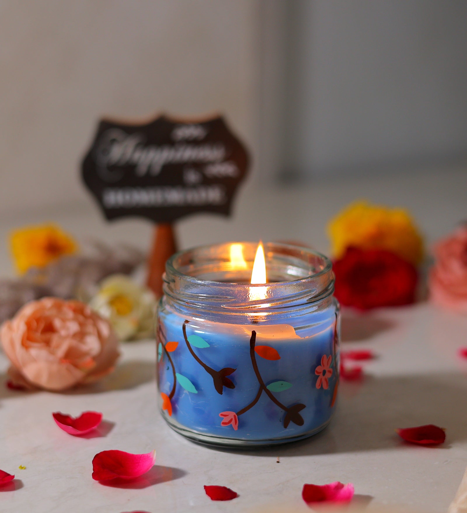Snappy Hand Painted Glass Candle Jar