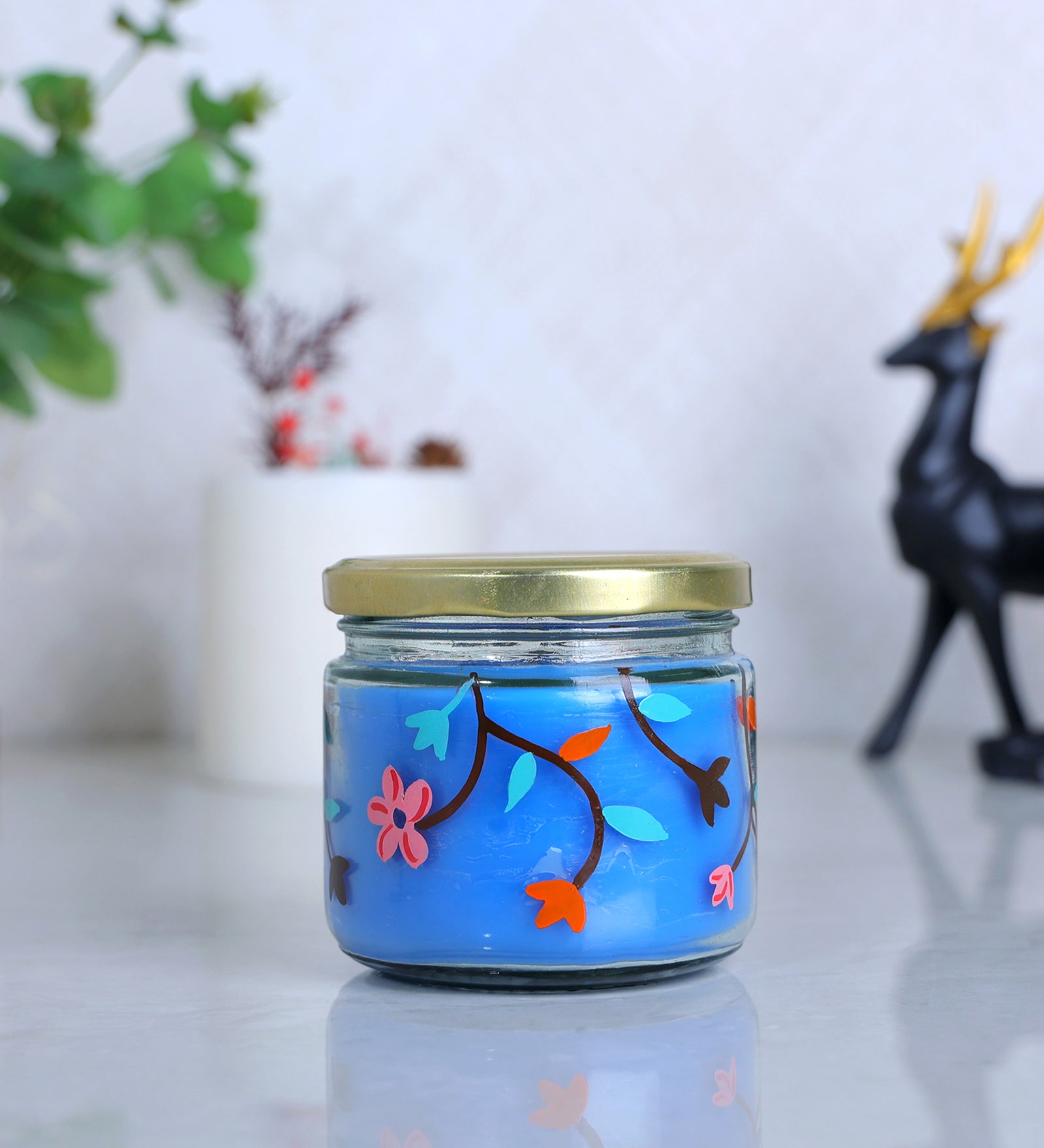 Snappy Hand Painted Glass Candle Jar