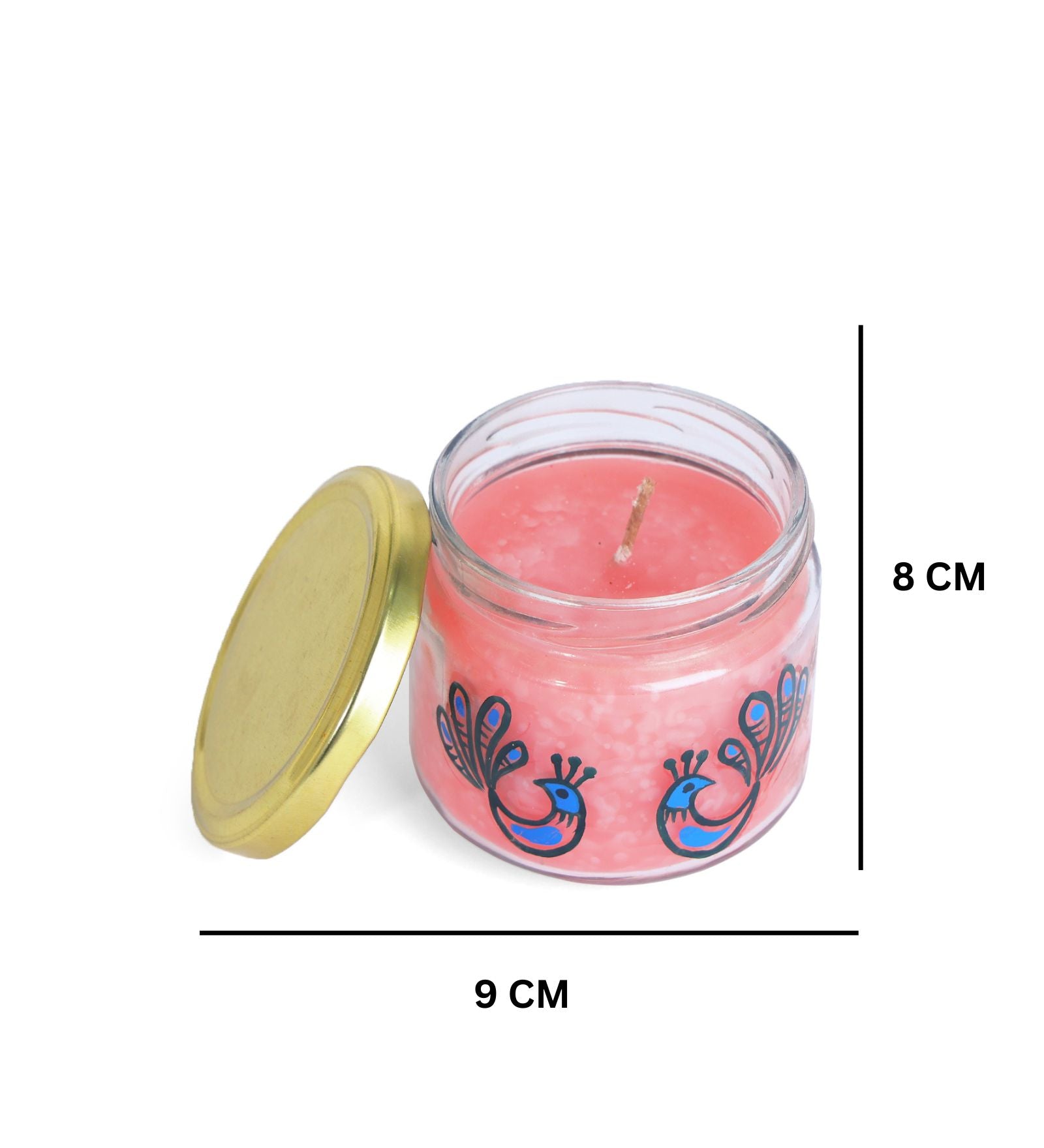 Chic Peacock Hand Painted Glass Candle Jar