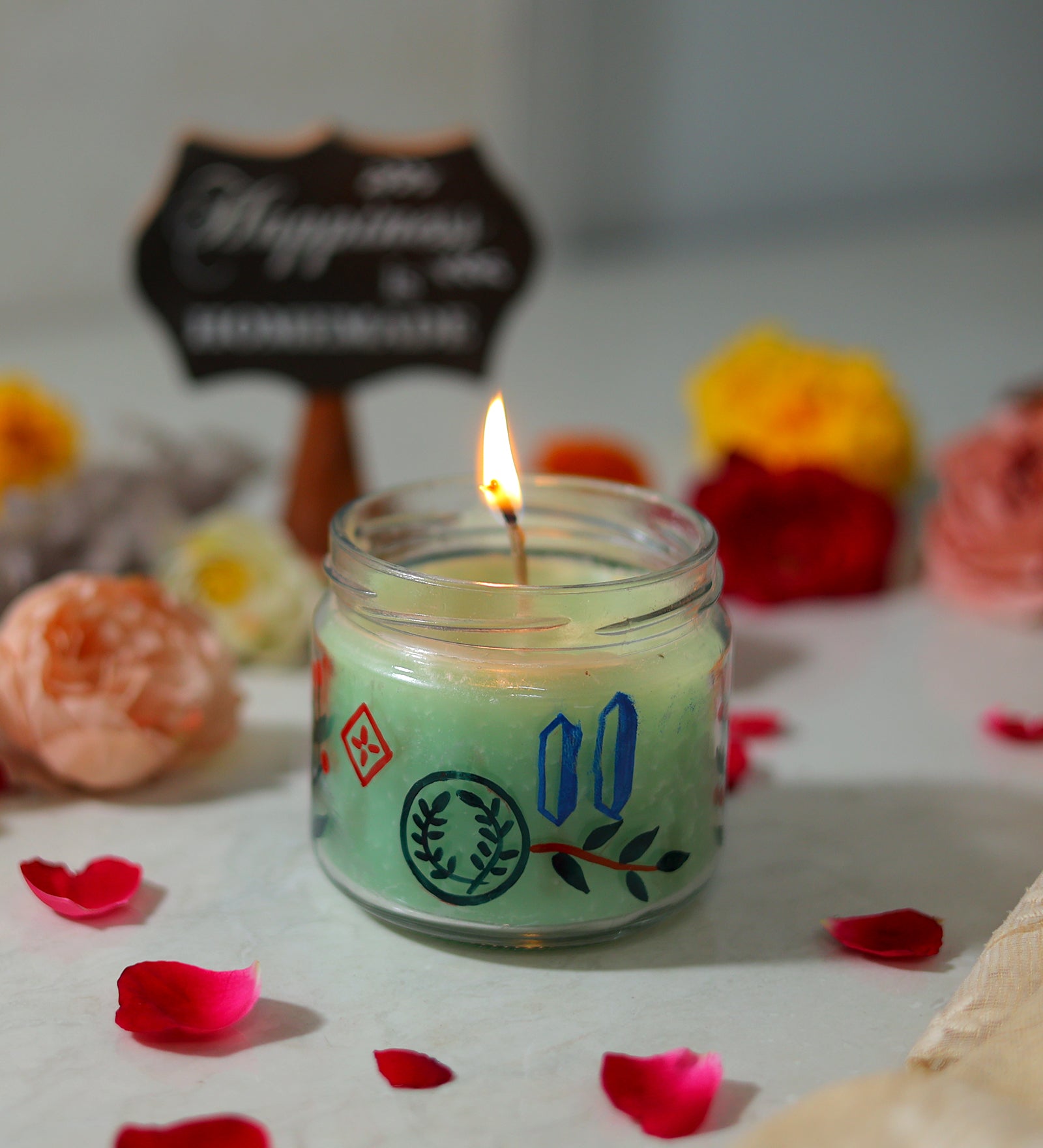 Snazzy Hand Painted Glass Candle Jar