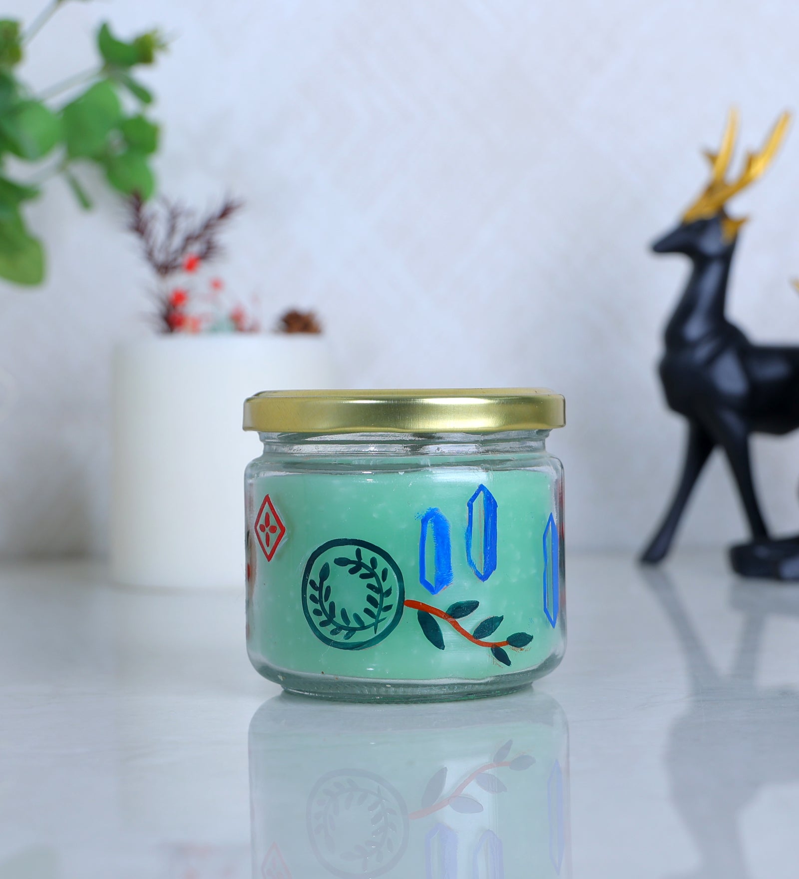 Snazzy Hand Painted Glass Candle Jar