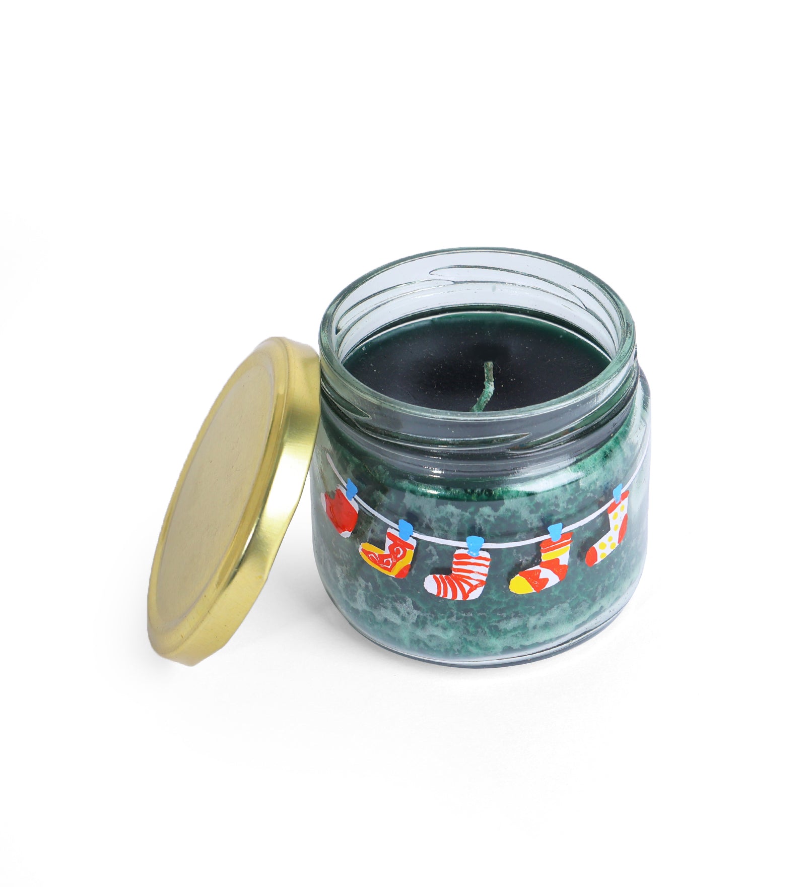 Spiffy Socks Hand Painted Glass Candle Jar