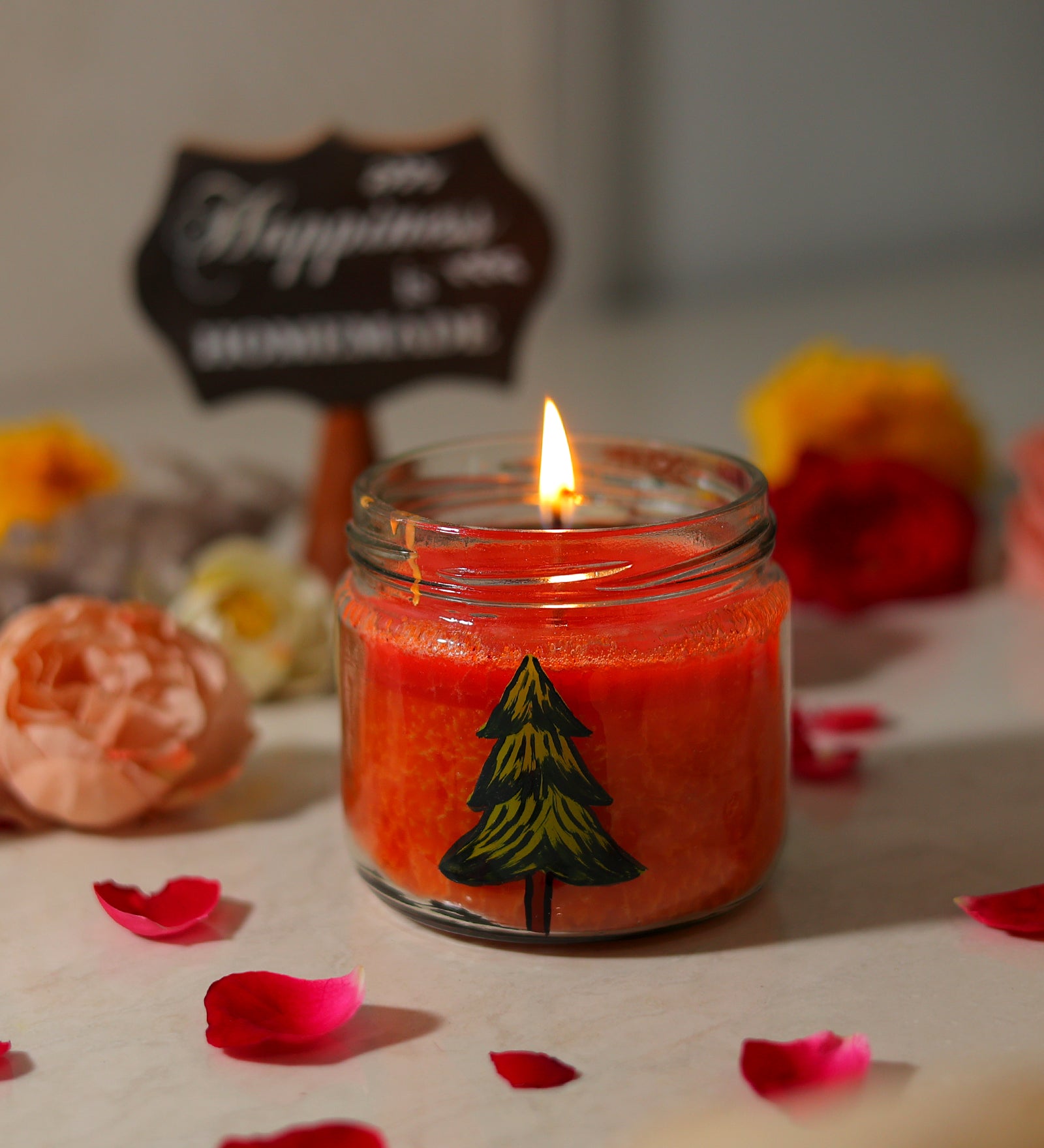In Vogue Tree Hand Painted Glass Candle Jar