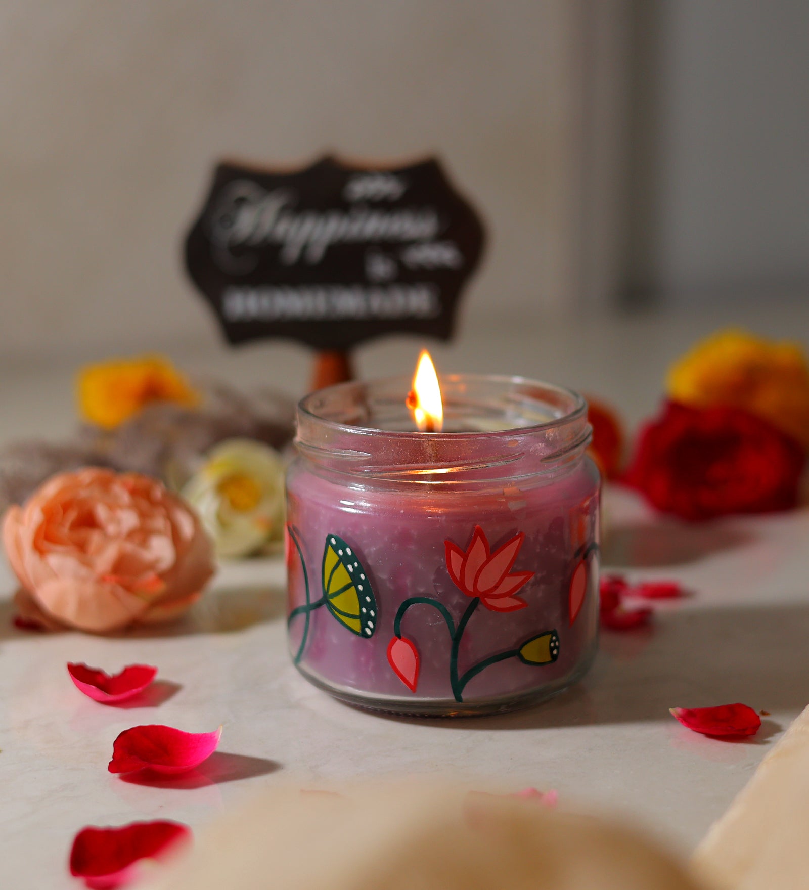 Stunning Hand Painted Glass Candle Jar