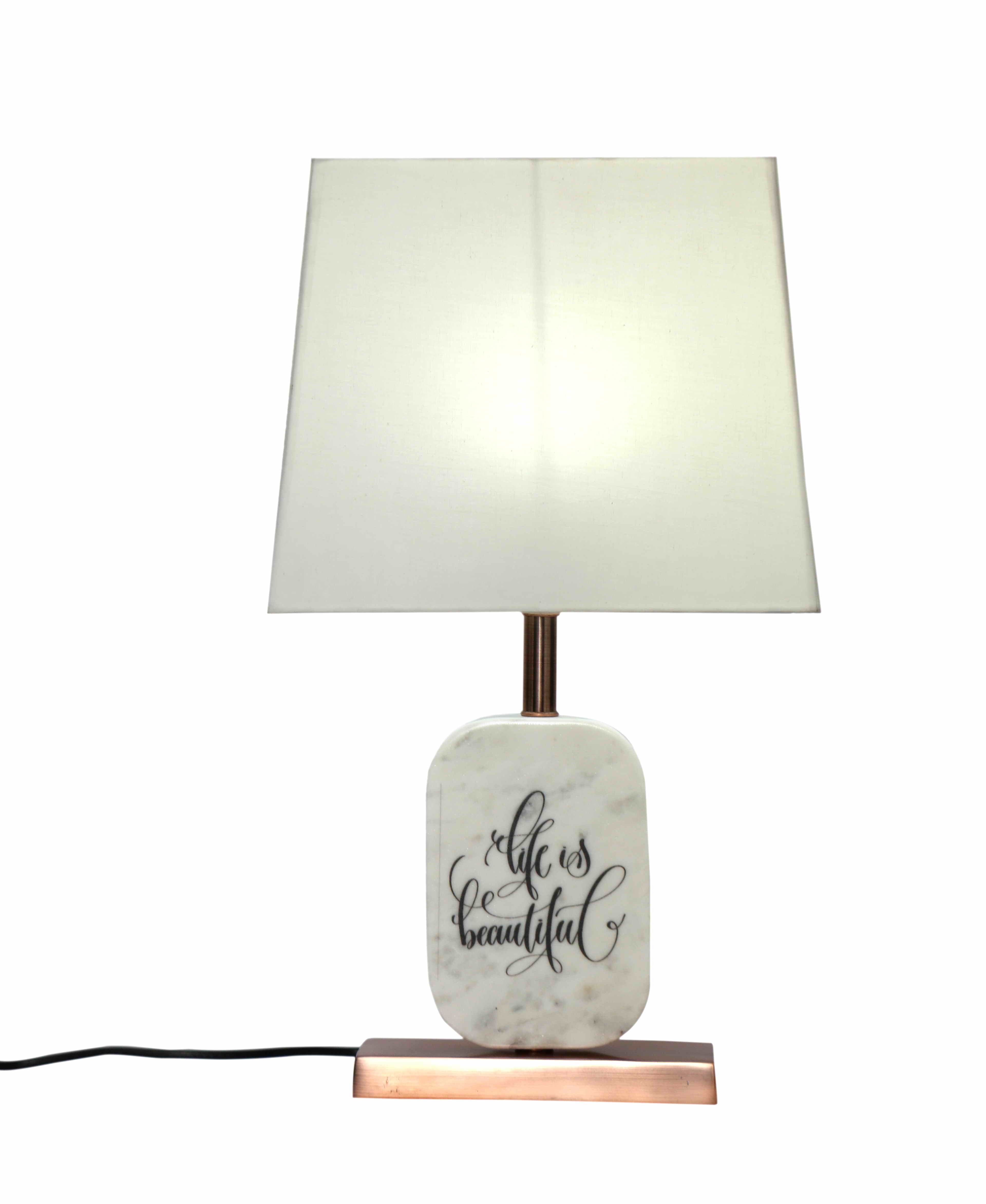 Life is Beautiful Marble Table Lamp White Copper