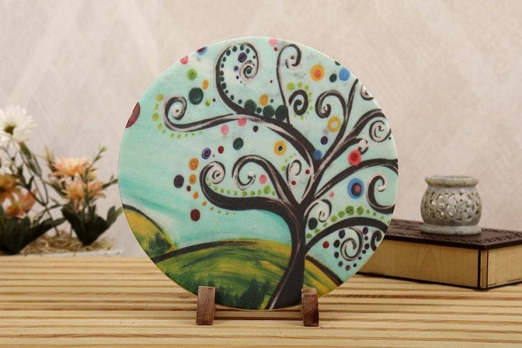 Wood Art Marble Table Decor Item