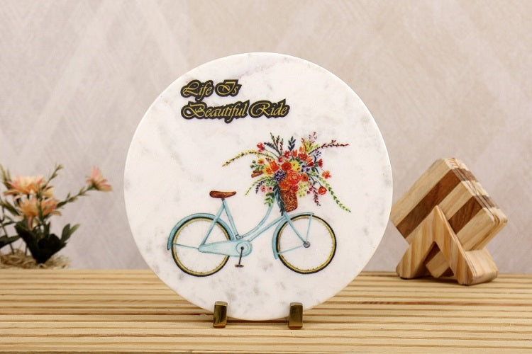Ride the Bike Marble Table Decor Item