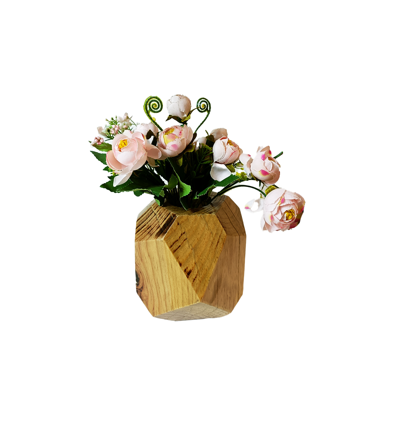 Pineapple Wooden Vase with Artificial Flowers