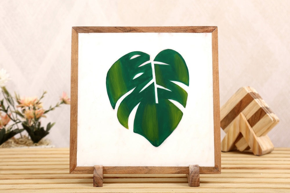 Big Leaf Marble Table Decor Item