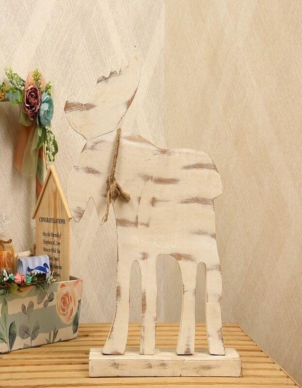 Distressed Wood Table Décor Showpiece (Deer Small)