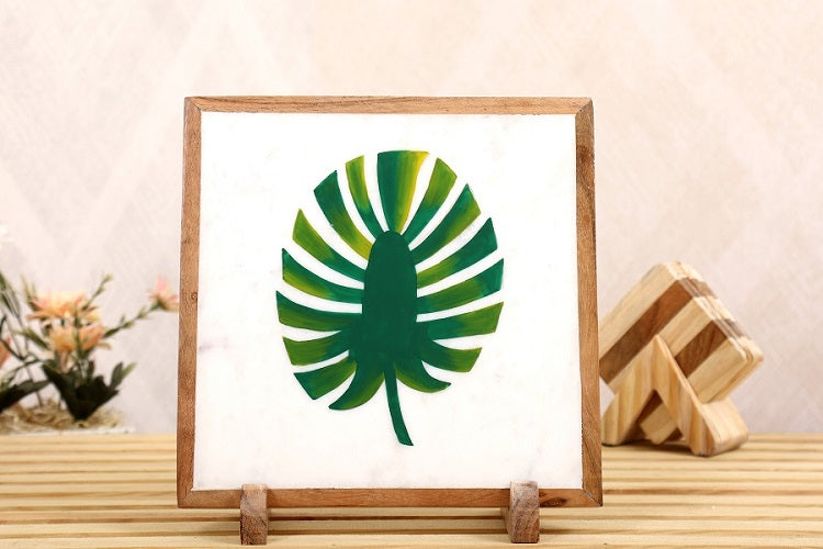 Leaf Love Marble Table Decor Item