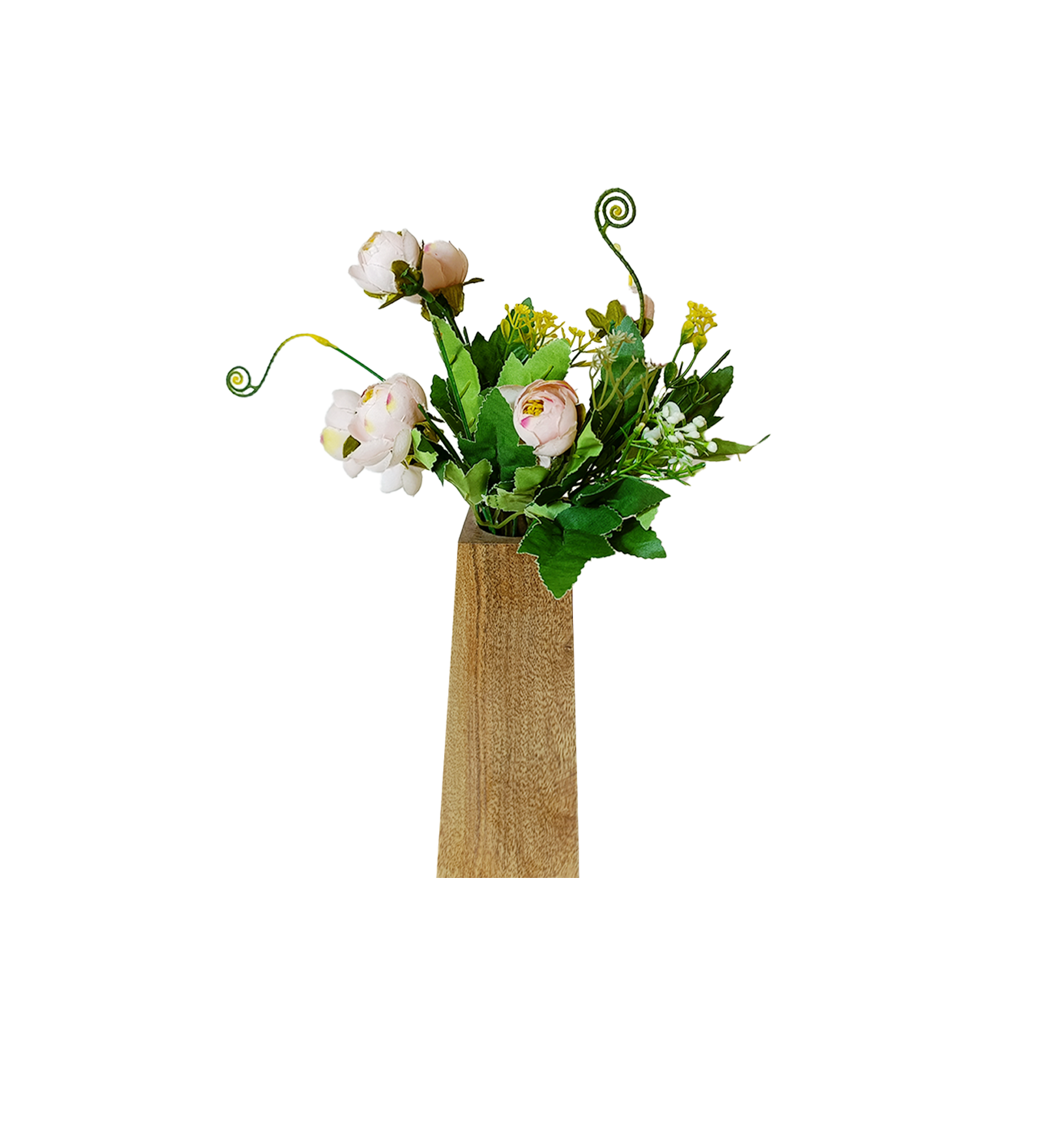Pyramid Wooden Vase with Artificial Flowers