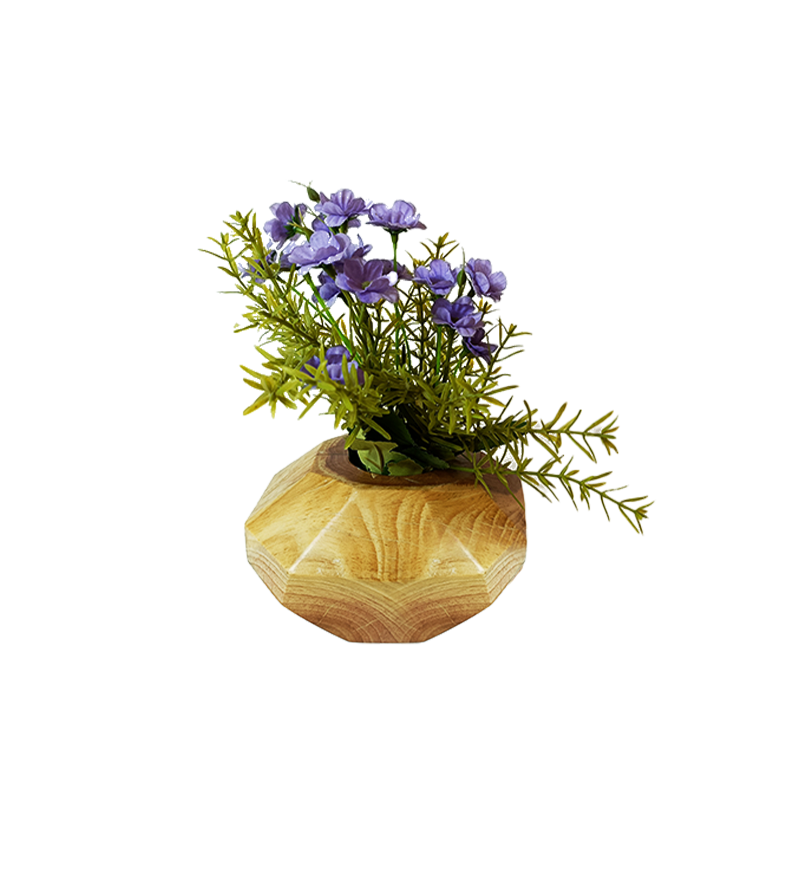 Diamond Wooden Vase with Artificial Flowers