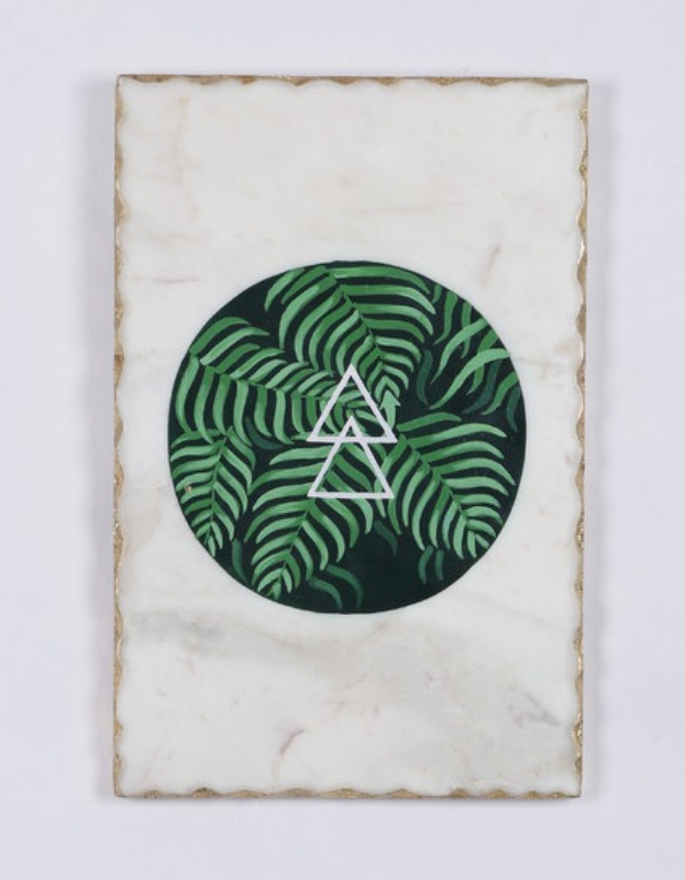 Leafy Triangle Marble Wall Art