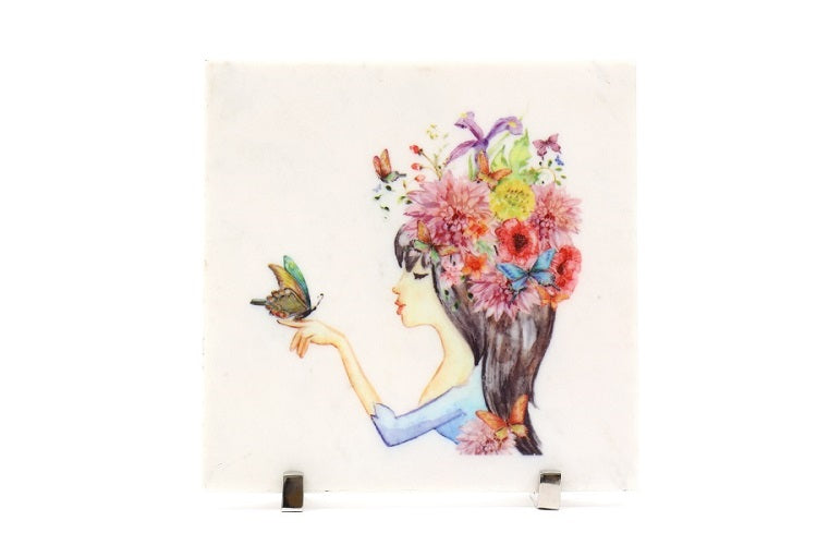 Girl with flowers Mable Table Decor Item