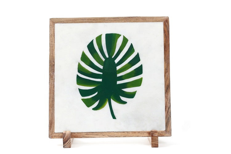 Leaf Love Marble Table Decor Item