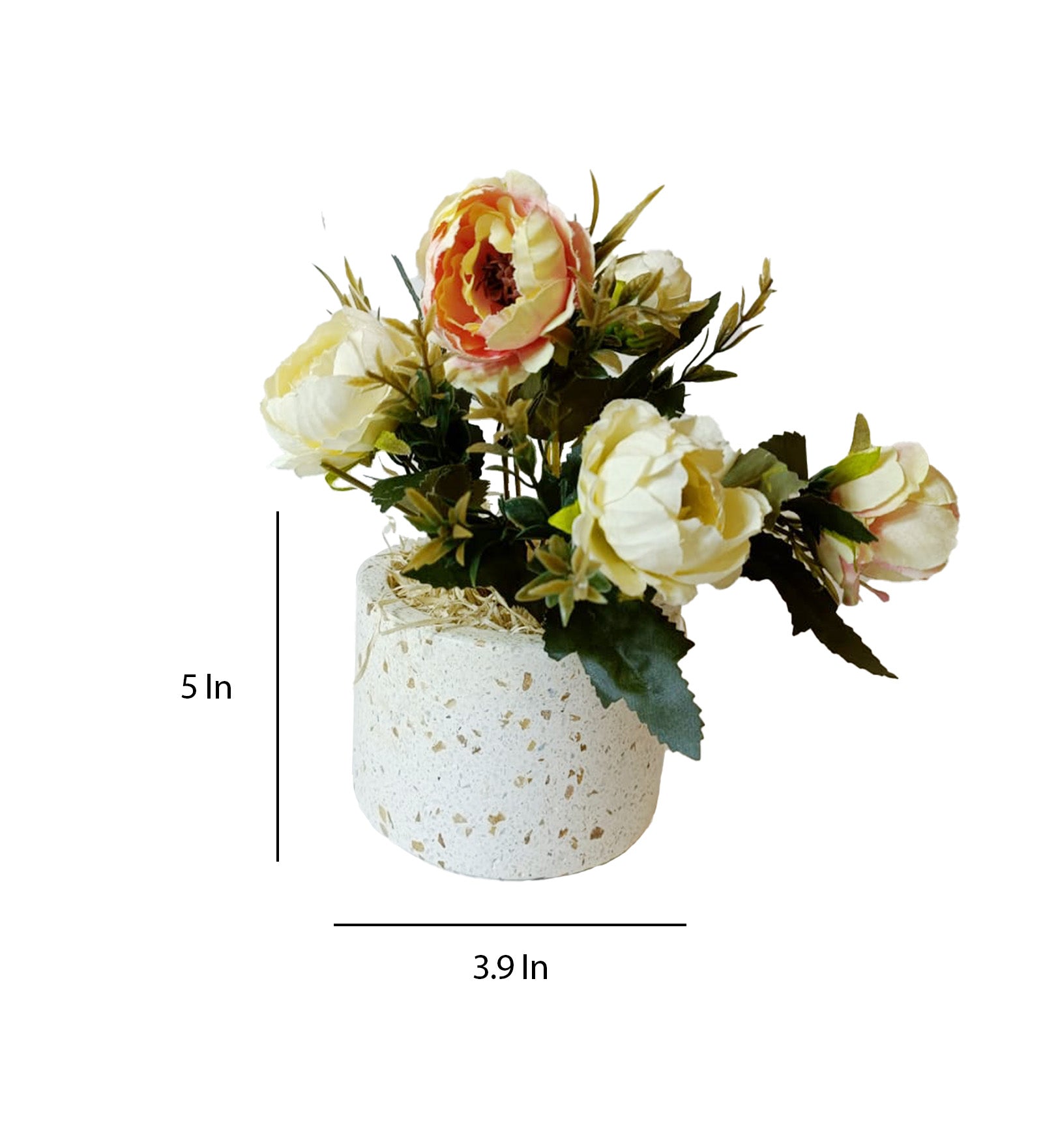 Cylindrical Terrazzo Vase with Artificial Plant