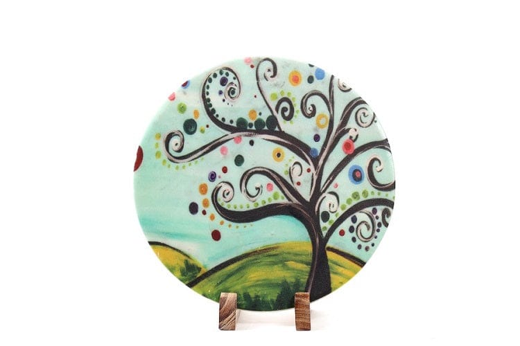 Wood Art Marble Table Decor Item