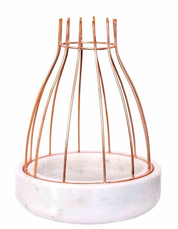 White Marble Base with Copper Metal Web Planter