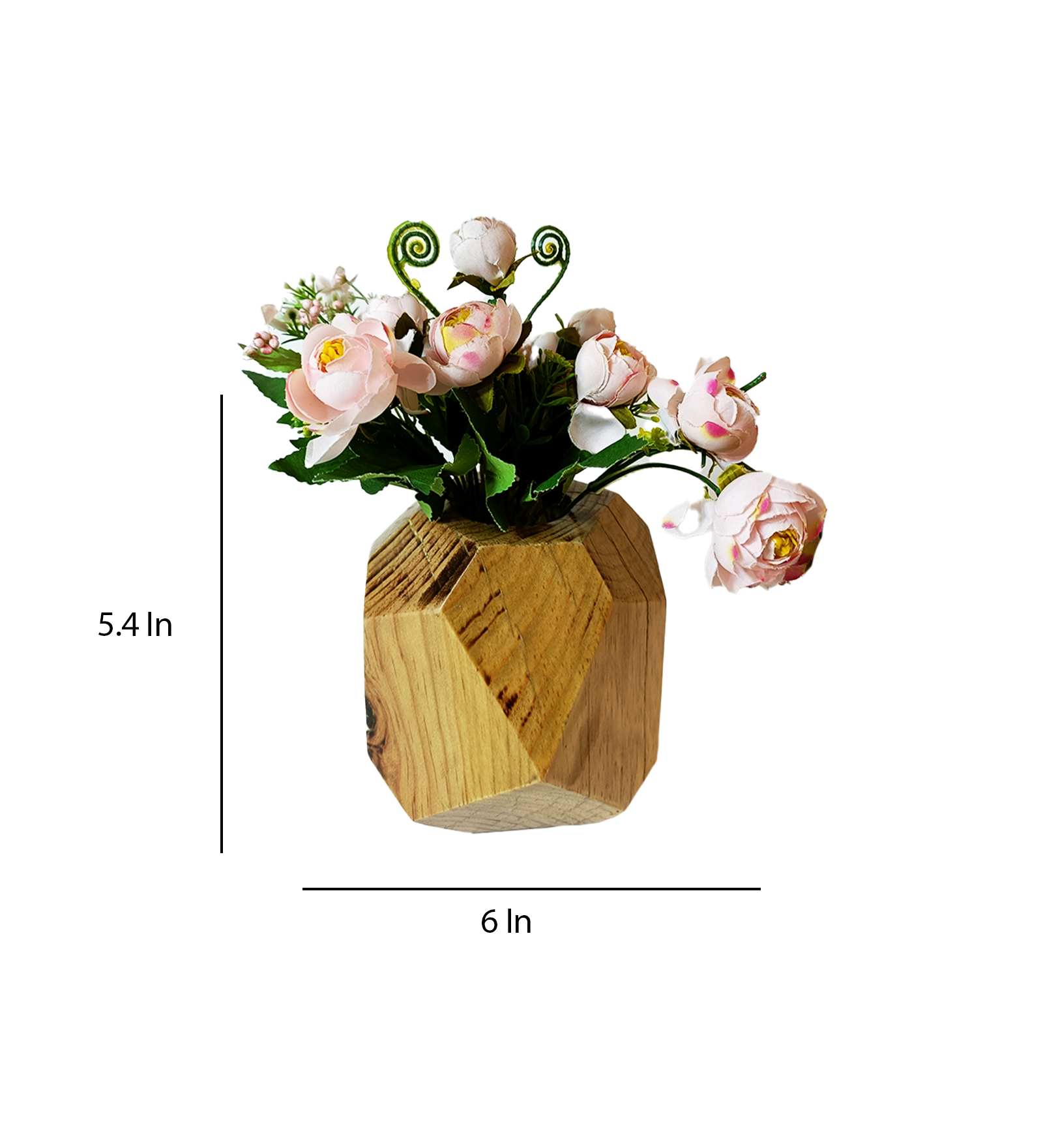 Pineapple Wooden Vase with Artificial Flowers