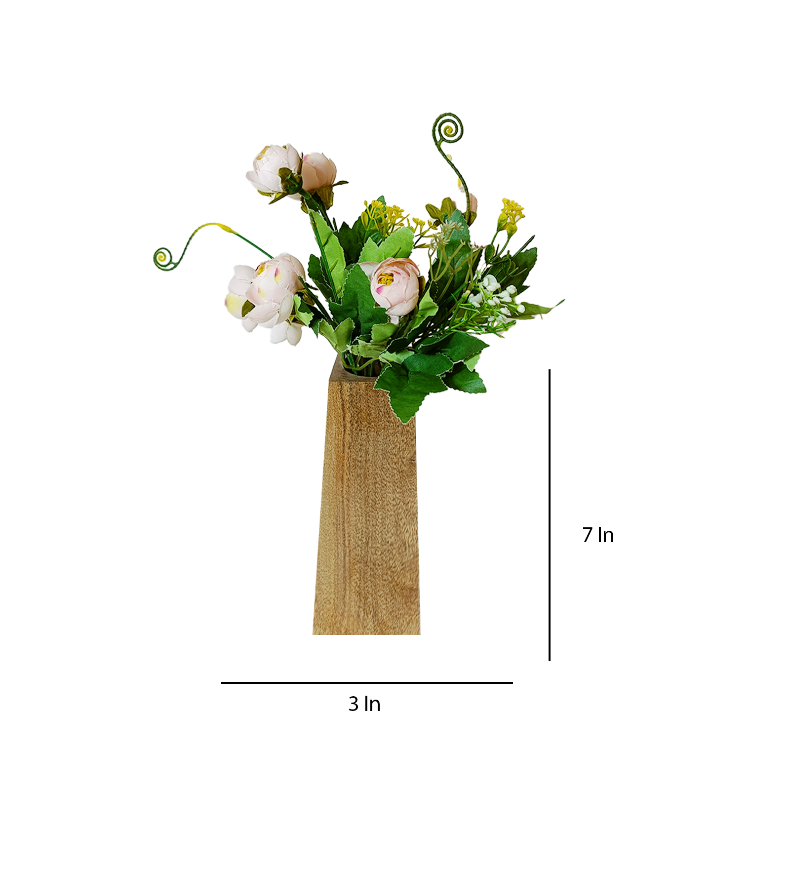 Pyramid Wooden Vase with Artificial Flowers