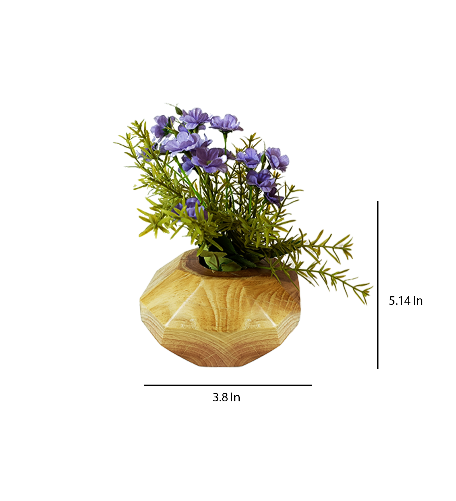 Diamond Wooden Vase with Artificial Flowers