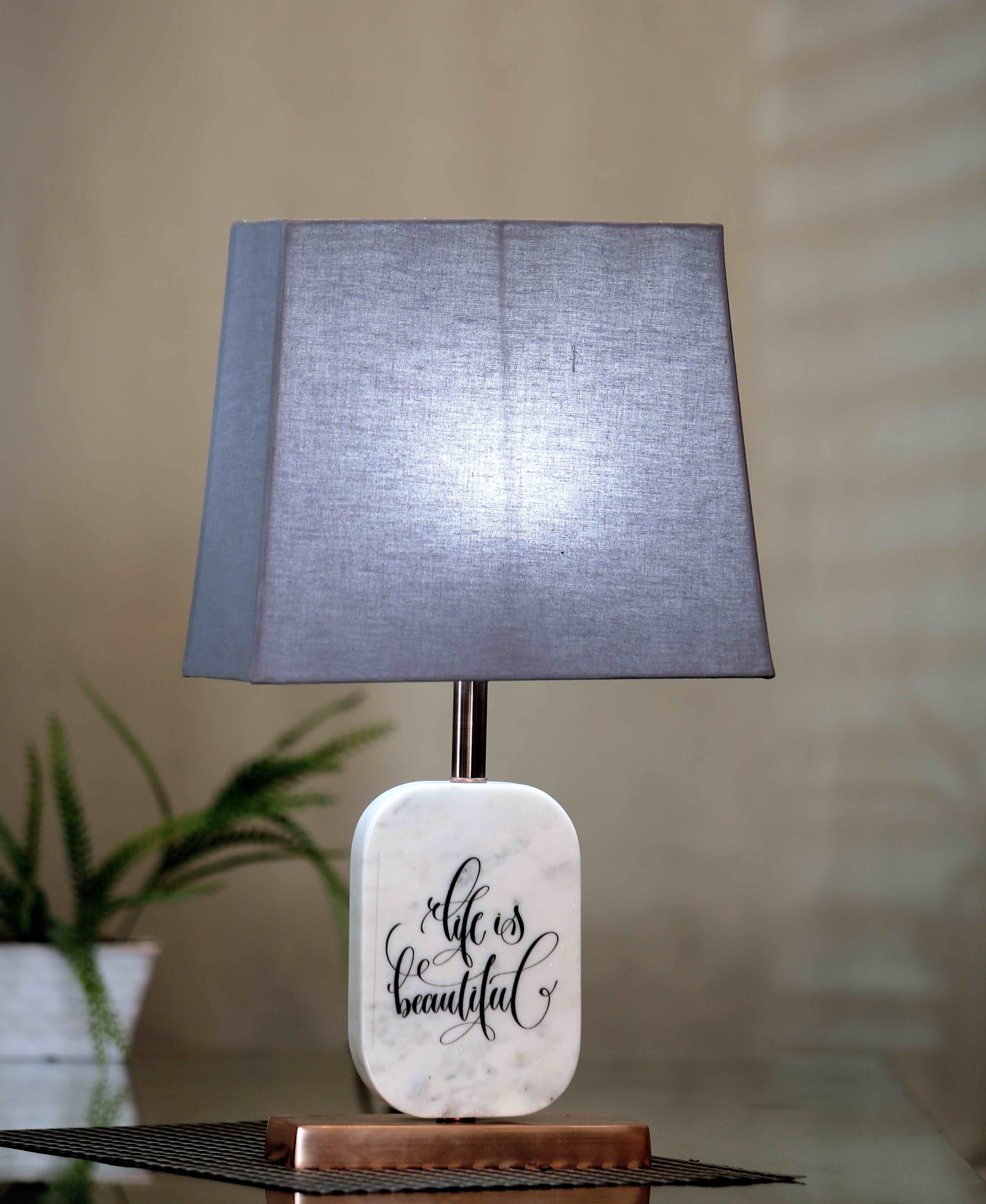 Life is Beautiful Marble Table Lamp Grey Copper