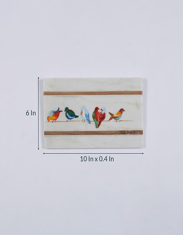 Happy Birdies Marble Wall Art