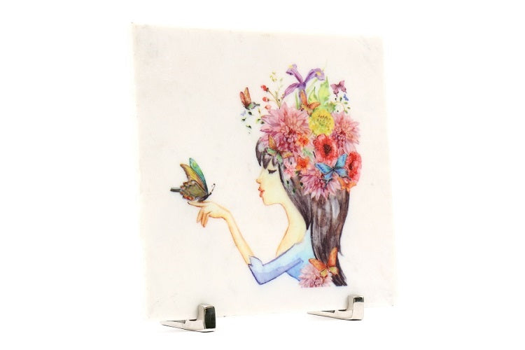 Girl with flowers Mable Table Decor Item