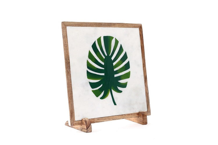 Leaf Love Marble Table Decor Item