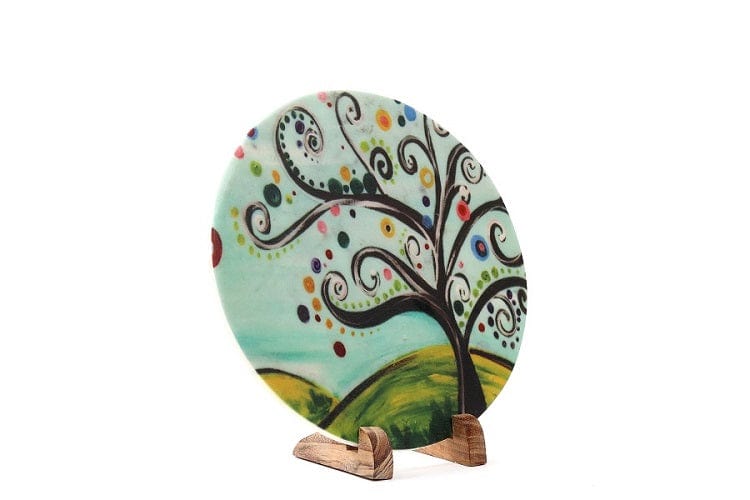 Wood Art Marble Table Decor Item