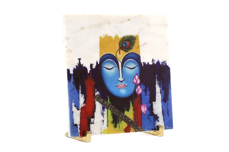 Divine Krishna Marble Table Decor Item
