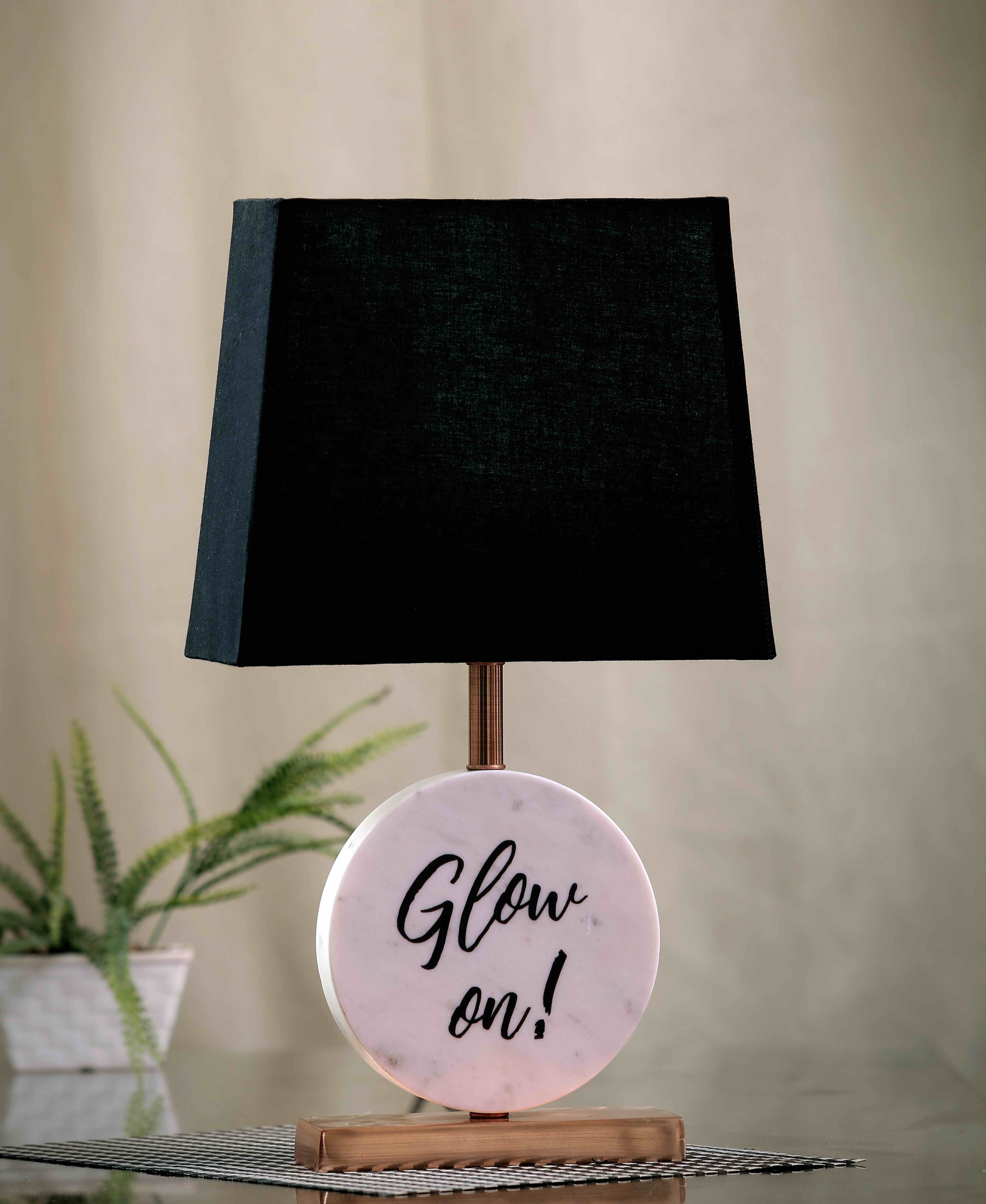 Glow On Round Marble Table Lamp Black Copper
