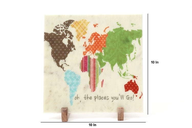Map Marble Table Decor Item